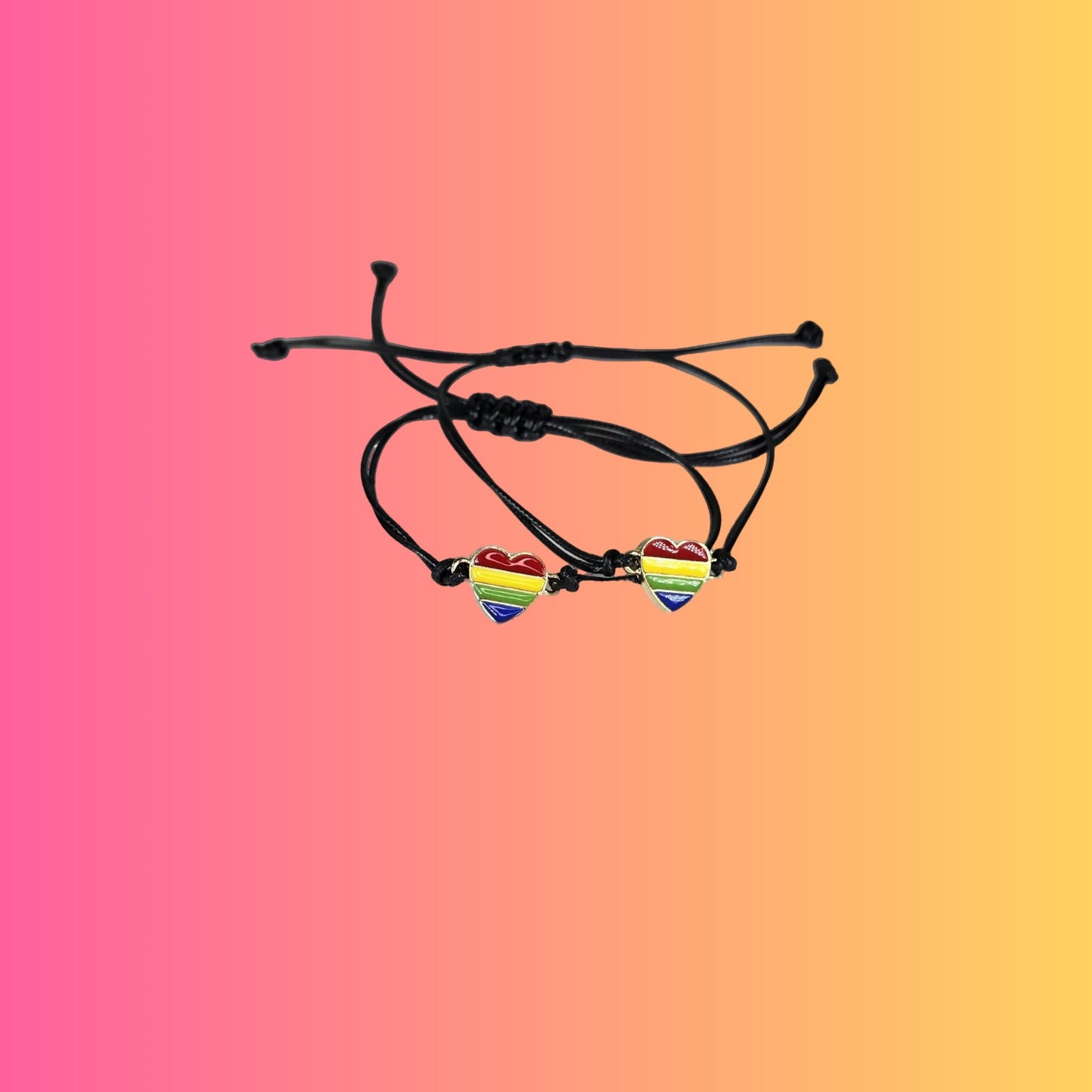 2 pc LGBTQIA+ Deco Heart Bracelet - Semicolon Sentiments