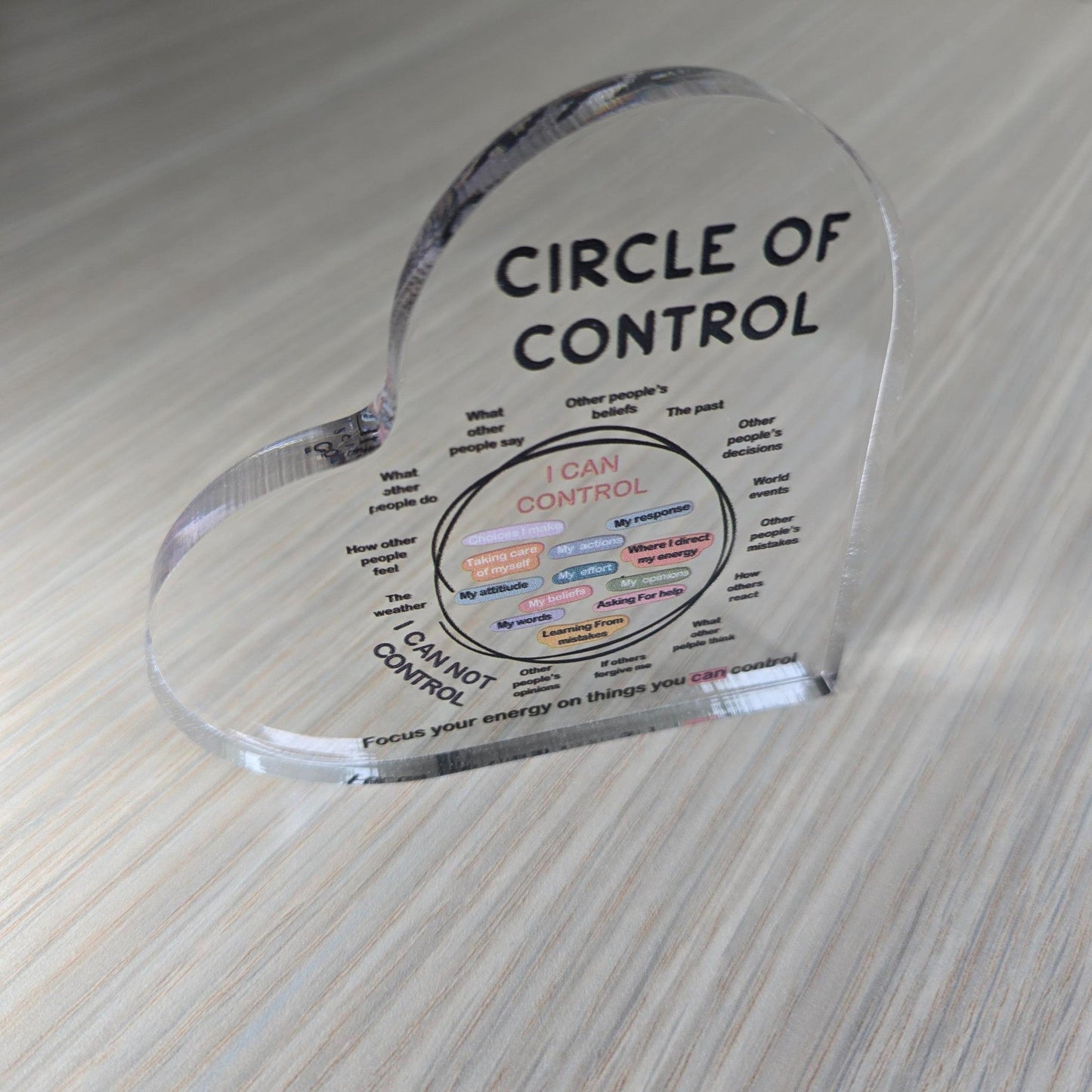 Acrylic Heart - Circle of Control - Semicolon Sentiments