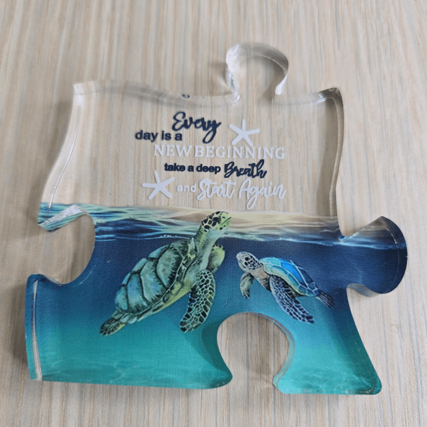Jigsaw Piece - Ocean Turtle ("Everyday is a new beginning") - Semicolon Sentiments