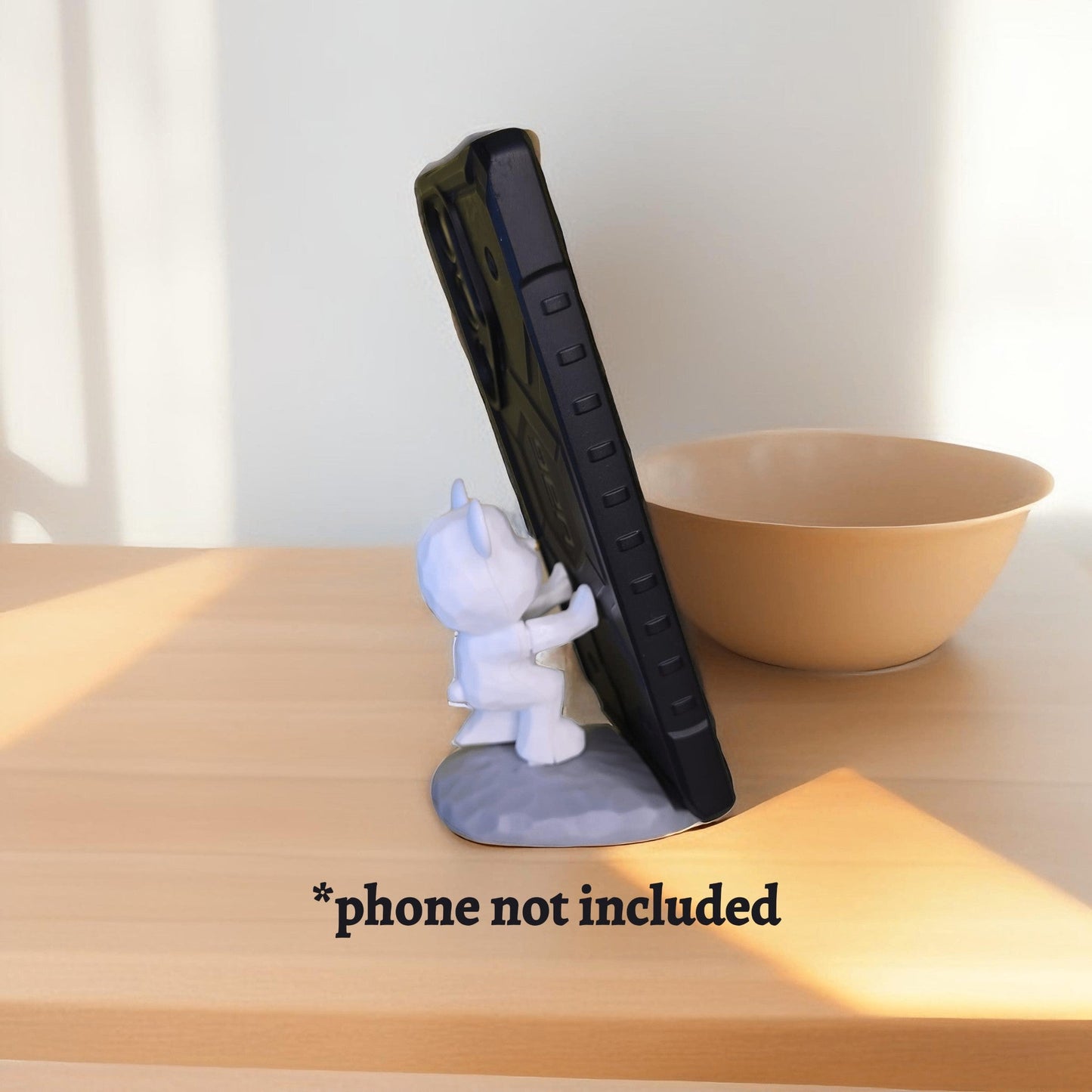 Phone stand for desk - Cute bear pushing phone up (White) - Semicolon Sentiments