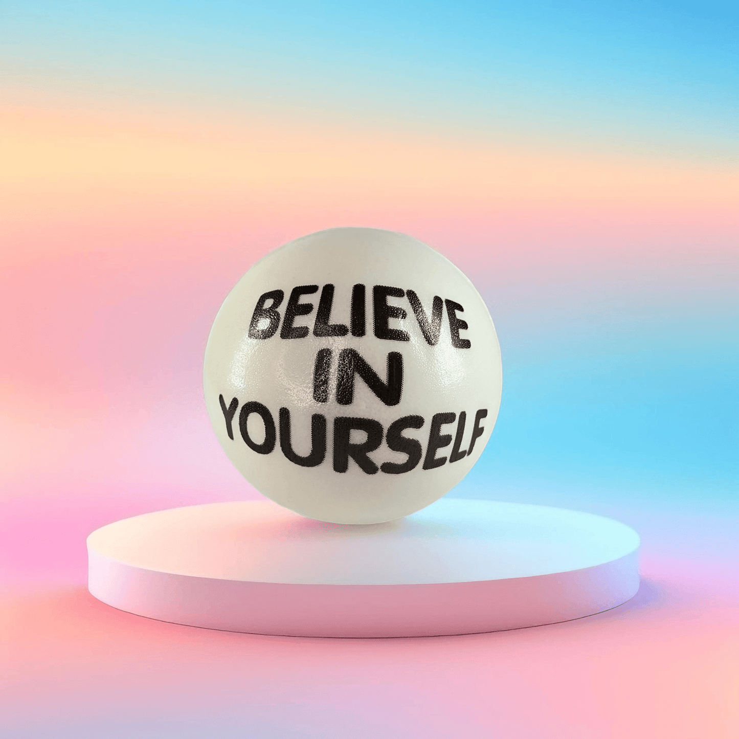 Slogan Stress Balls - Never Give Up/Believe in Yourself (White) - Semicolon Sentiments