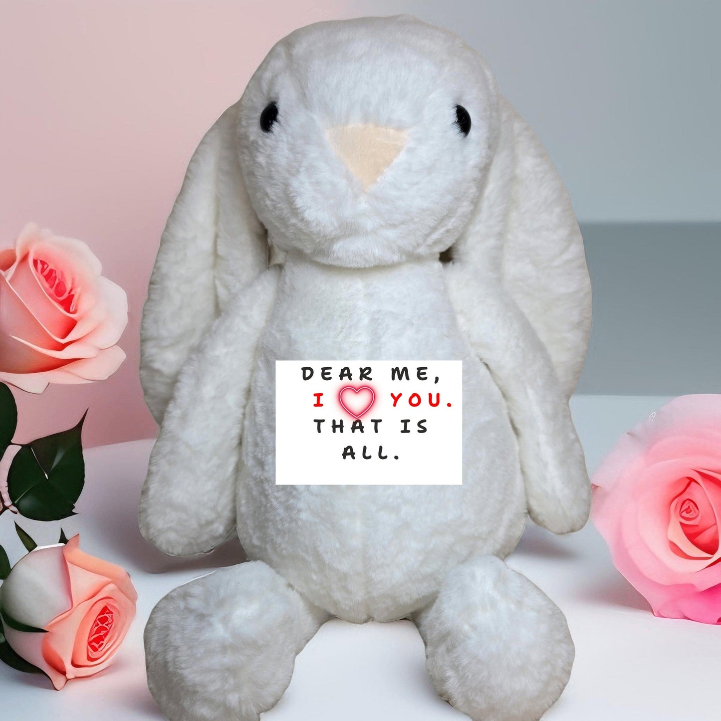 Valentine Bunny with Message - Semicolon Sentiments