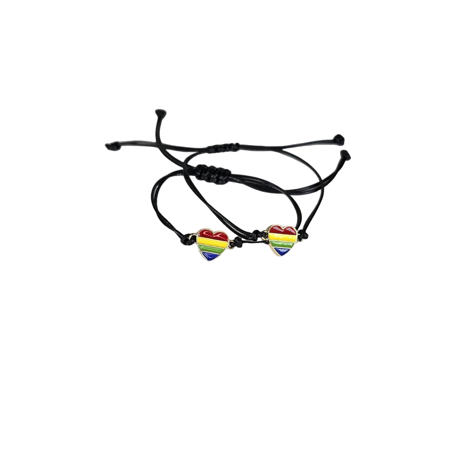2 pc LGBTQIA+ Deco Heart Bracelet - Semicolon Sentiments