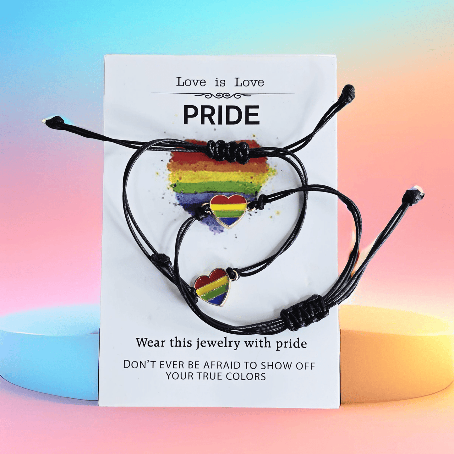 2 pc LGBTQIA+ Deco Heart Bracelet - Semicolon Sentiments