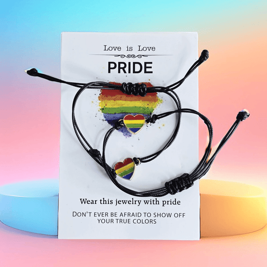 2 pc LGBTQIA+ Deco Heart Bracelet - Semicolon Sentiments