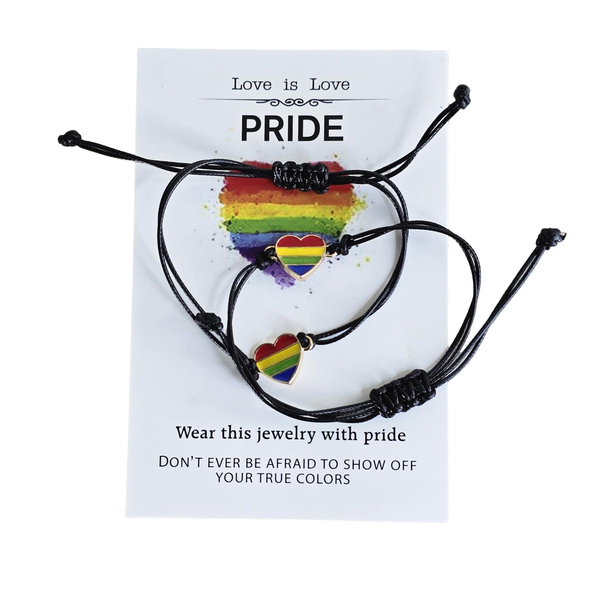 2 pc LGBTQIA+ Deco Heart Bracelet - Semicolon Sentiments