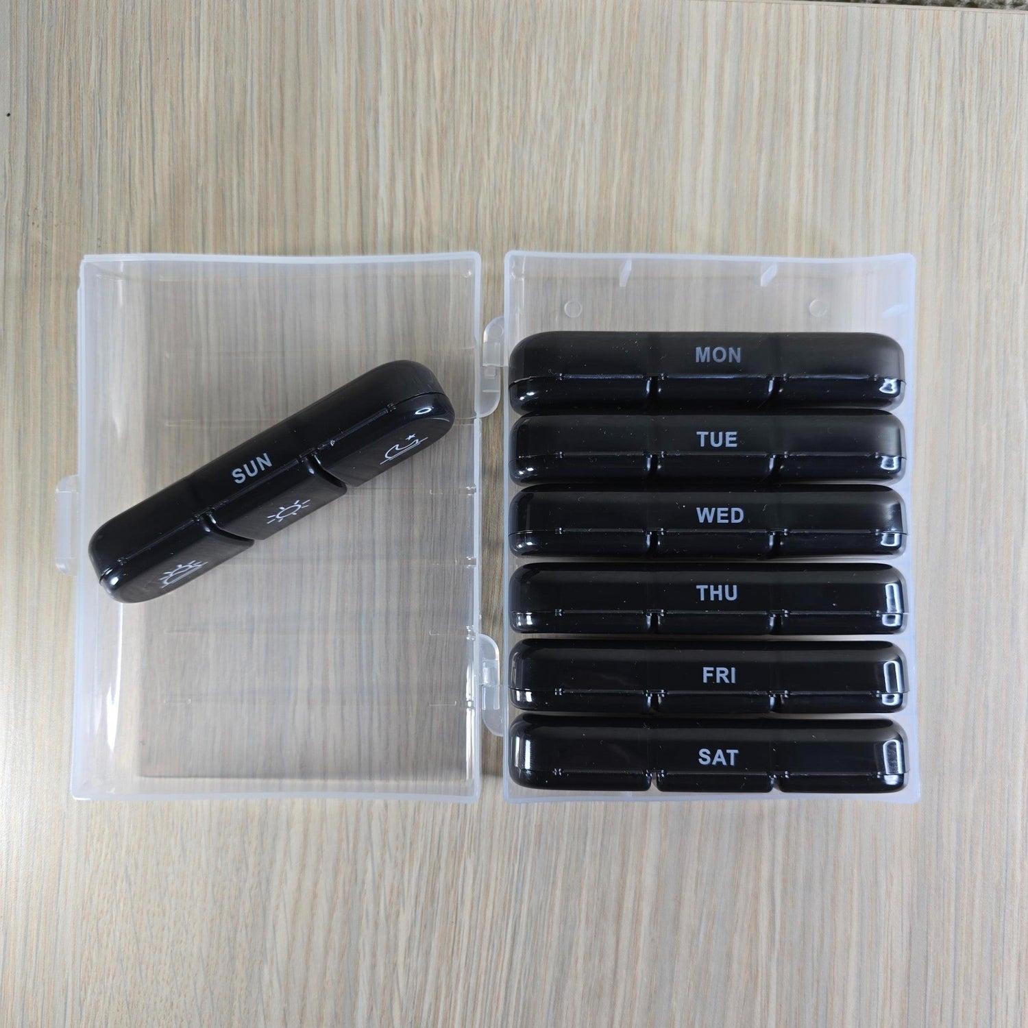 3 - a - day Weekly Pill Organiser - Black - Semicolon Sentiments