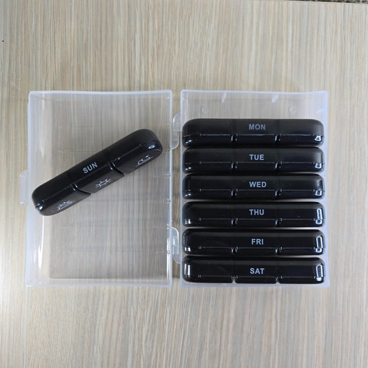 3 - a - day Weekly Pill Organiser - Black - Semicolon Sentiments