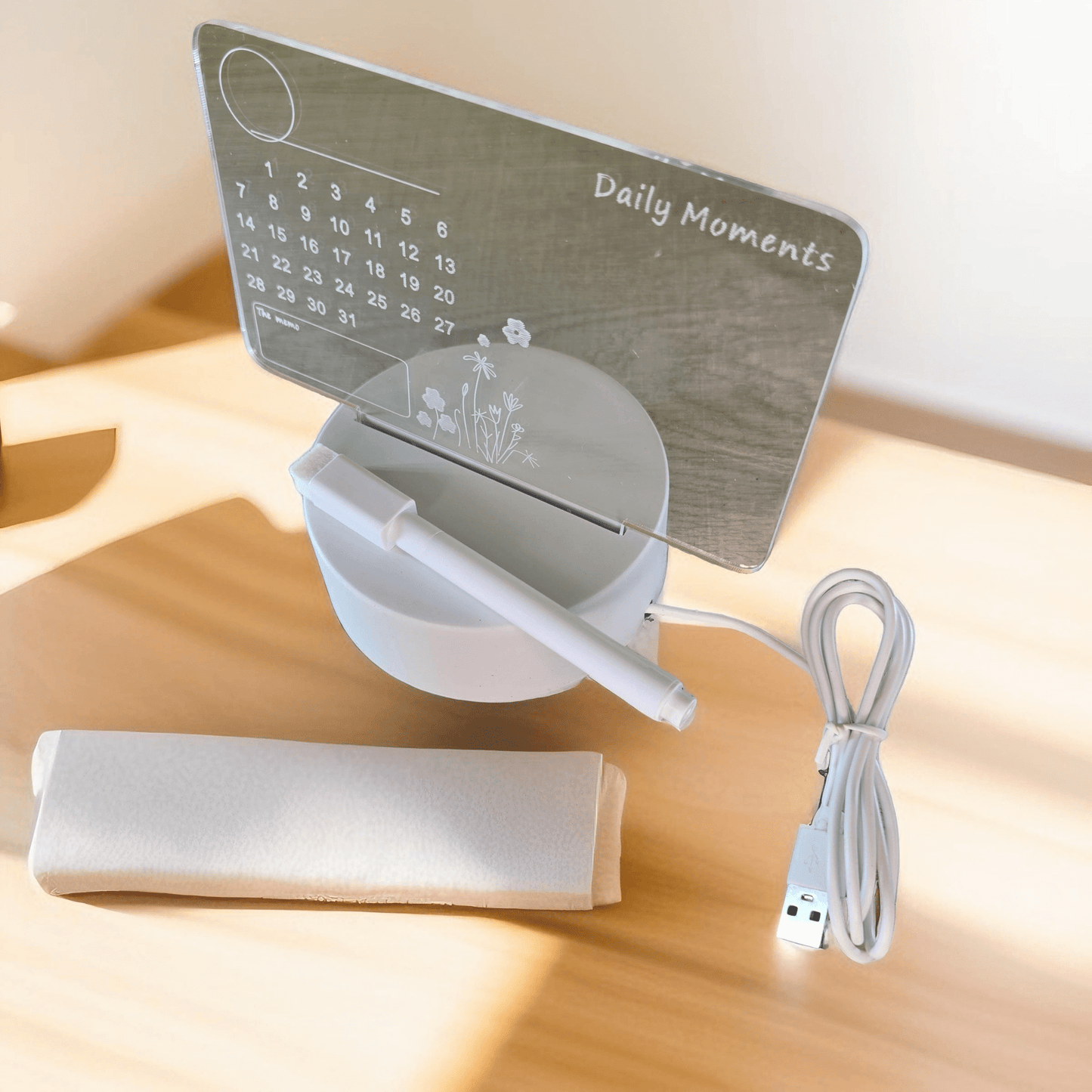 3D Light - Up Calendar Writing Board with Erasable Pen Marker (USB connection) - Semicolon Sentiments