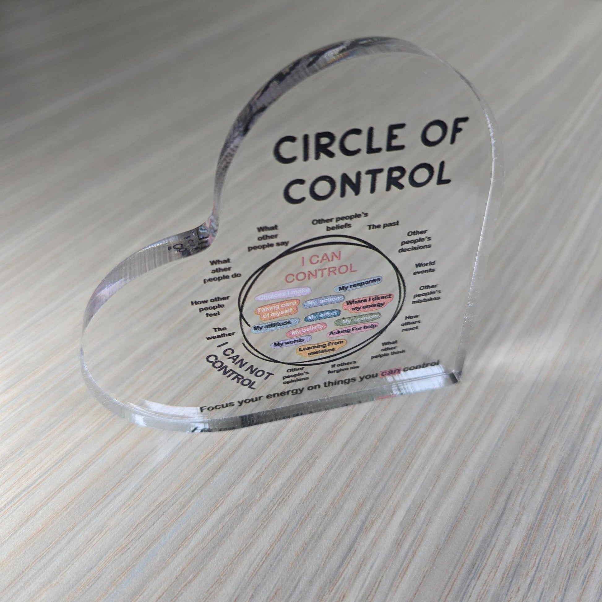 Acrylic Heart - Circle of Control - Semicolon Sentiments