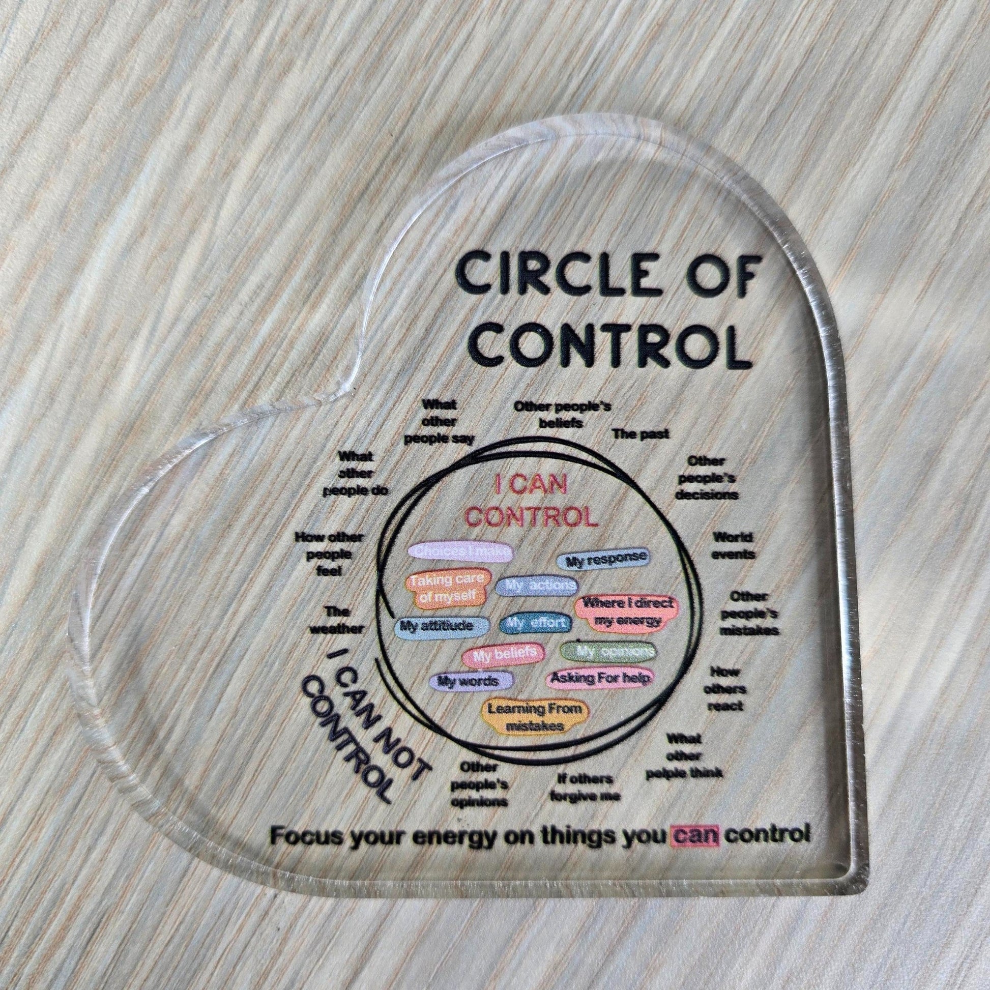 Acrylic Heart - Circle of Control - Semicolon Sentiments