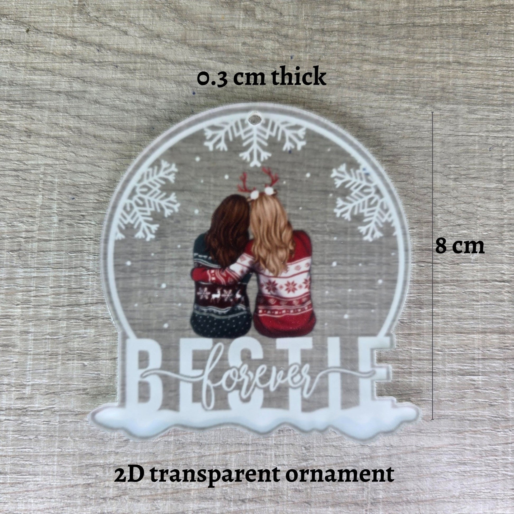 Acrylic Pendant Décor (Transparent snowflake) - "Bestie Forever" - Semicolon Sentiments