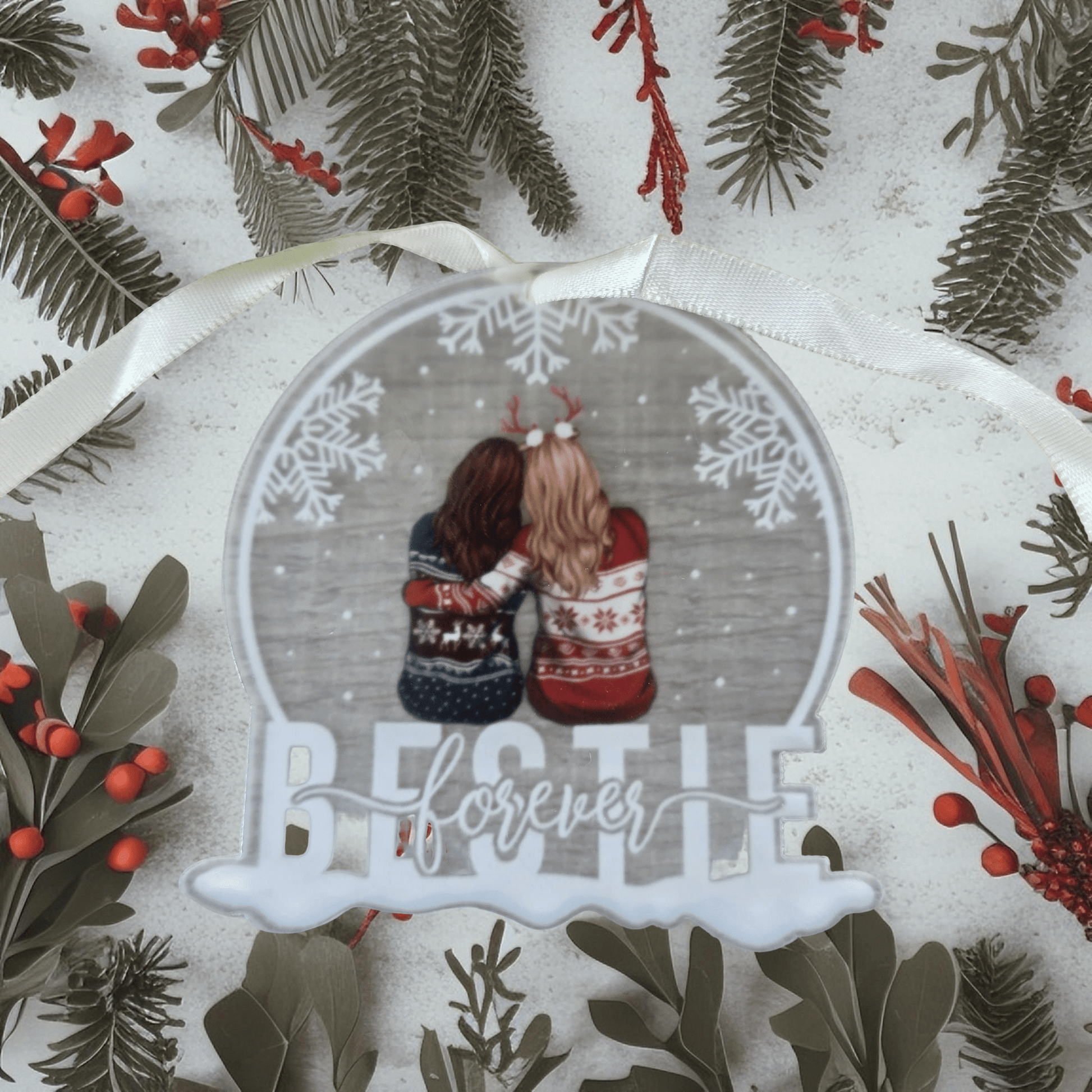 Acrylic Pendant Décor (Transparent snowflake) - "Bestie Forever" - Semicolon Sentiments