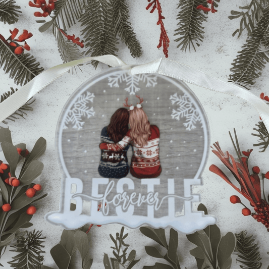 Acrylic Pendant Décor (Transparent snowflake) - "Bestie Forever" - Semicolon Sentiments