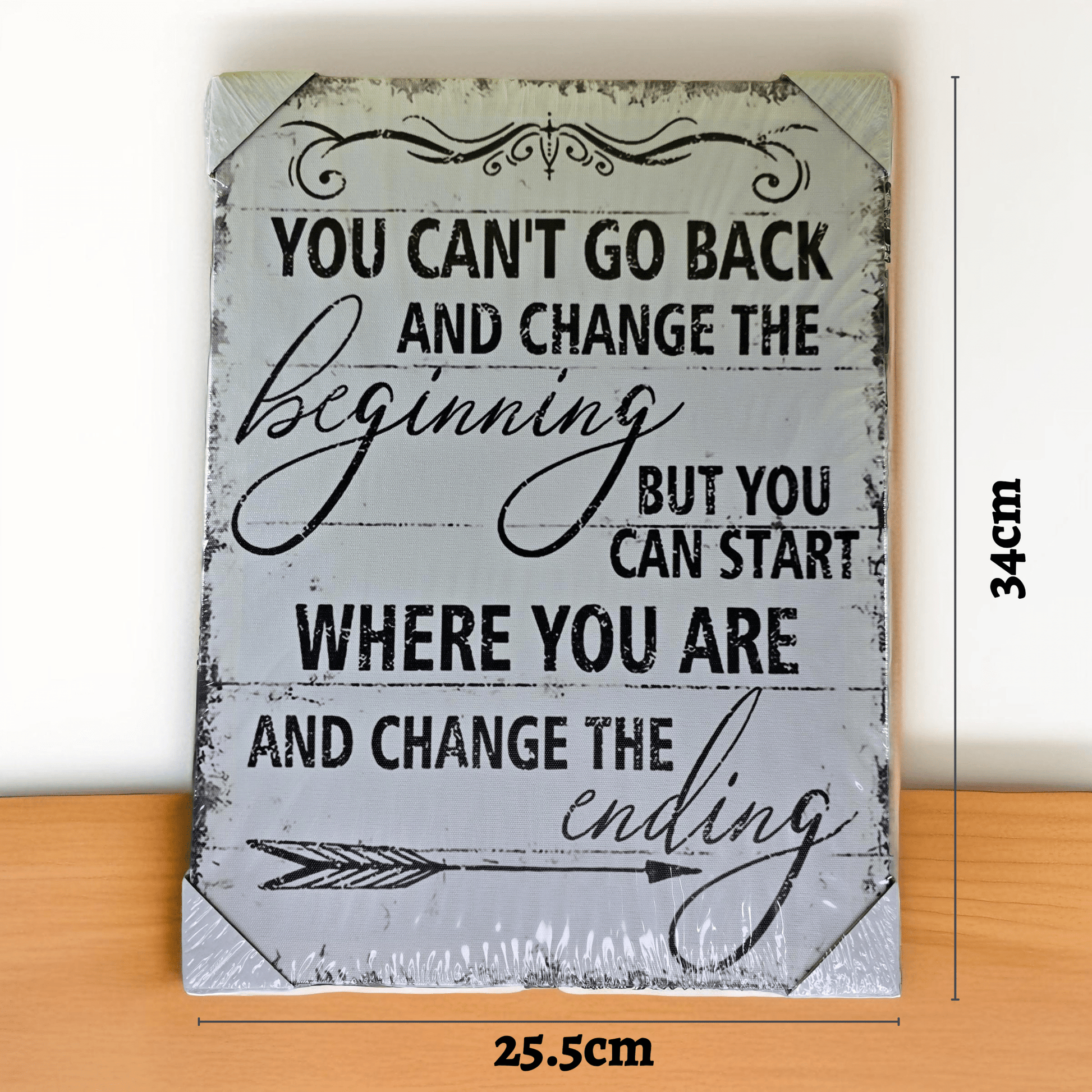 Black & White Inspirational Wall Art - "You cant go back and change the beginning - Semicolon Sentiments