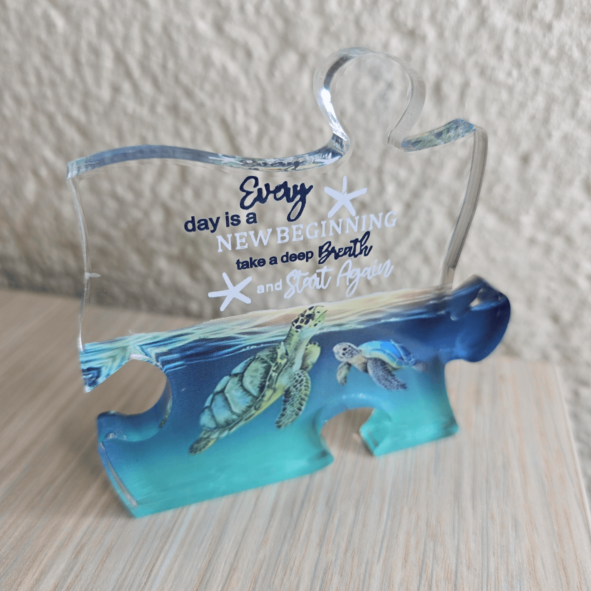 Jigsaw Piece - Ocean Turtle ("Everyday is a new beginning") - Semicolon Sentiments