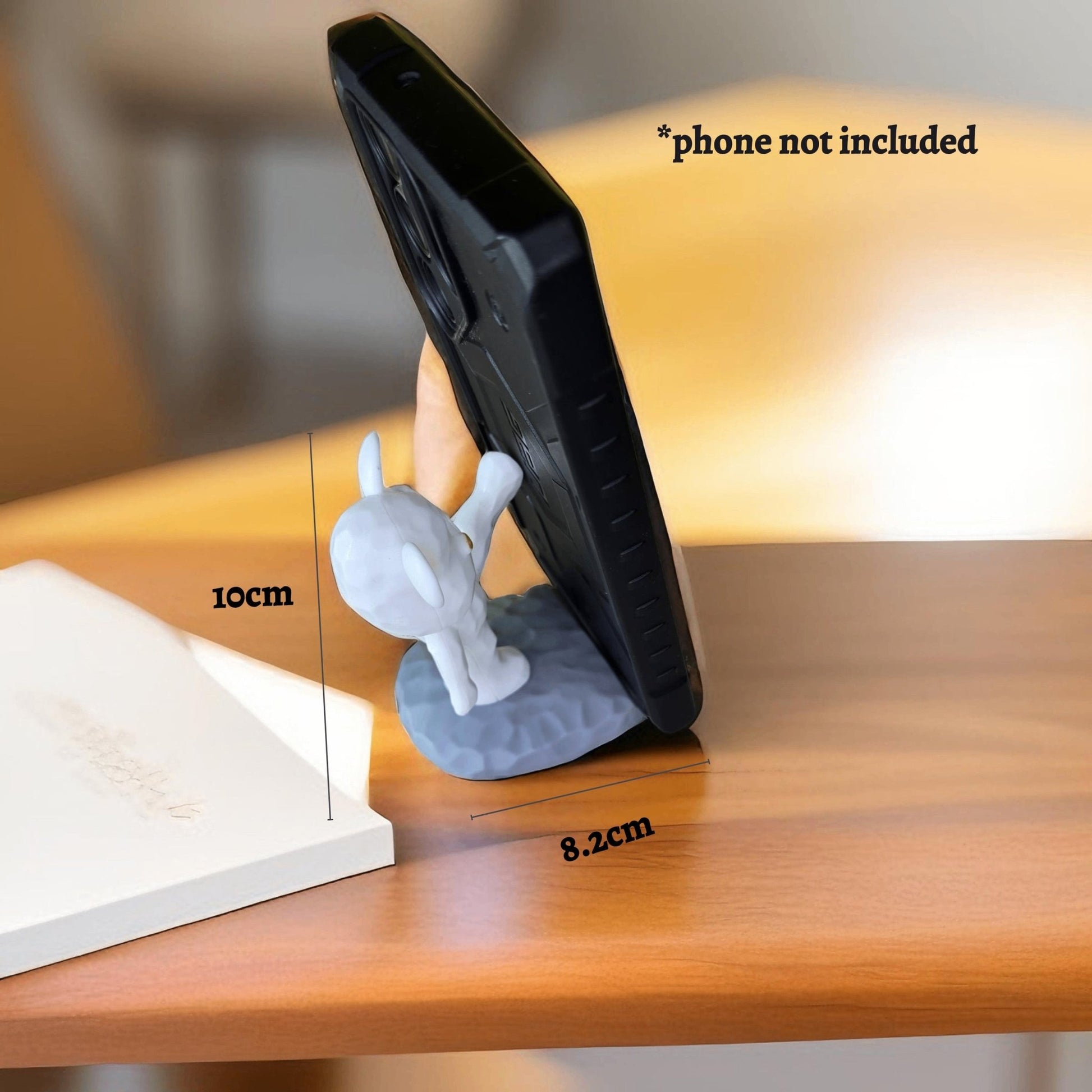 Phone stand for desk - Cute bear kicking phone up (White) - Semicolon Sentiments