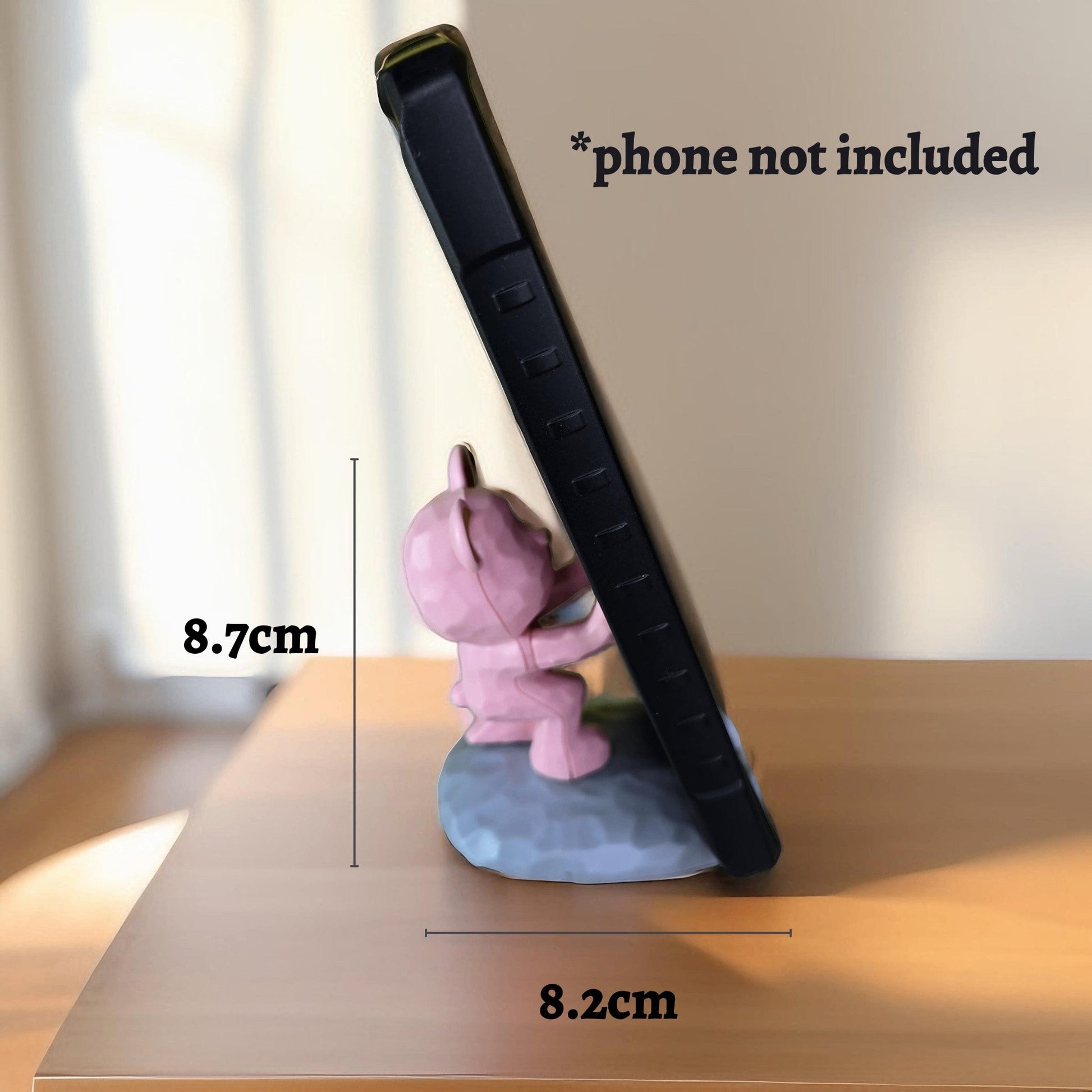 Phone stand for desk - Cute bear pushing phone up (Pink) - Semicolon Sentiments