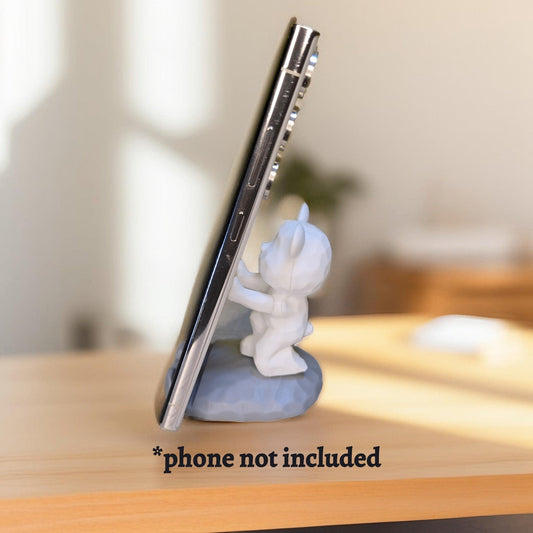 Phone stand for desk - Cute bear pushing phone up (White) - Semicolon Sentiments