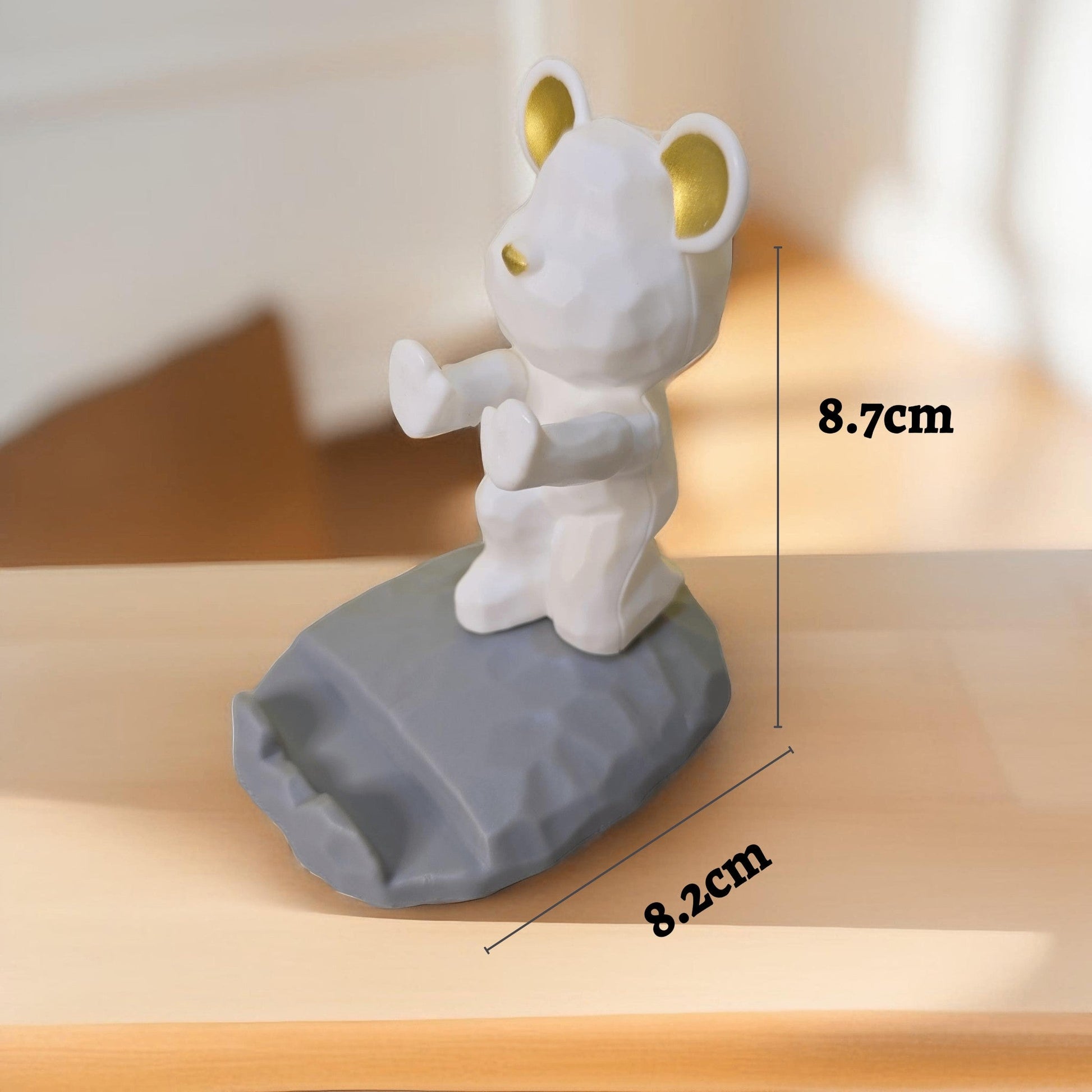 Phone stand for desk - Cute bear pushing phone up (White) - Semicolon Sentiments