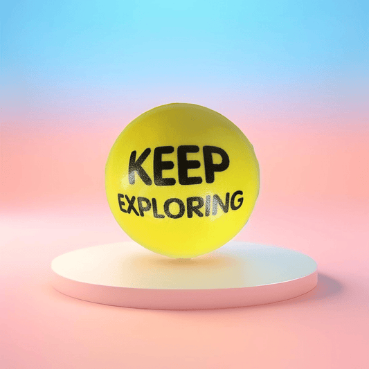 Slogan Stress Balls - Keep Exploring/Be Calm Be Quiet Be Kind(Yellow) - Semicolon Sentiments