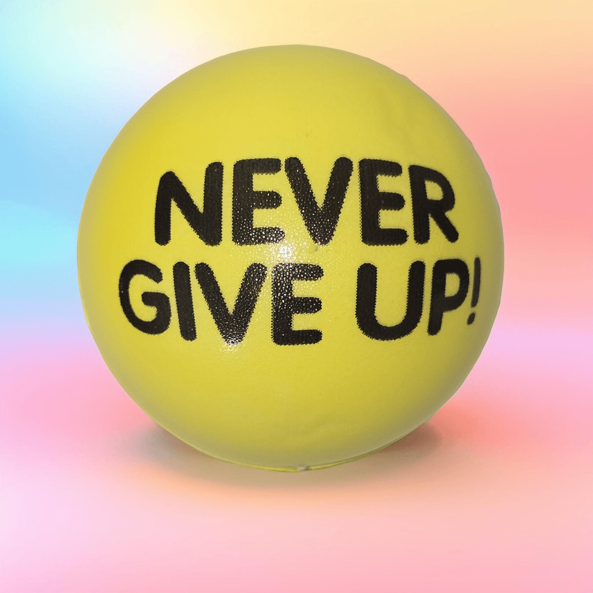 Slogan Stress Balls - Make It Happen/Never Give Up (Yellow) - Semicolon Sentiments
