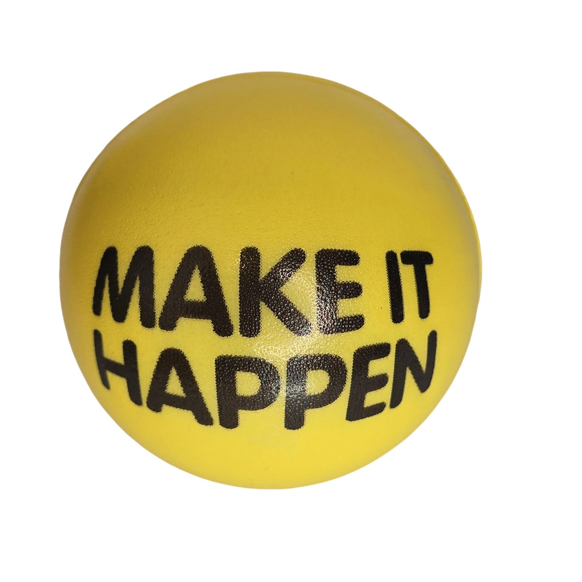 Slogan Stress Balls - Make It Happen/Never Give Up (Yellow) - Semicolon Sentiments