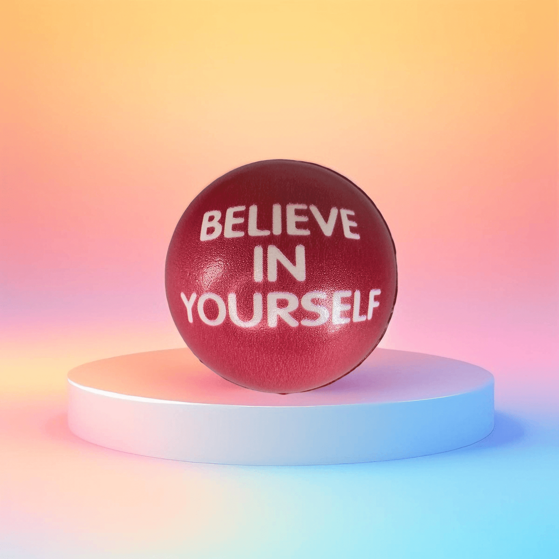 Slogan Stress Balls - Never Give Up/Believe in Yourself (Red) - Semicolon Sentiments