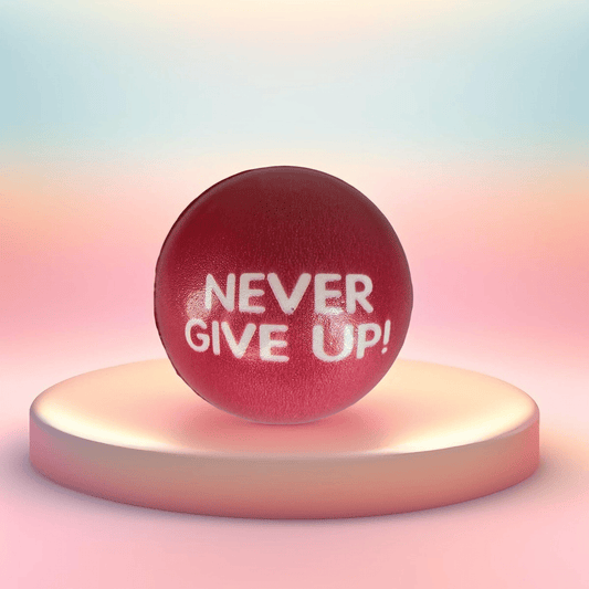 Slogan Stress Balls - Never Give Up/Believe in Yourself (Red) - Semicolon Sentiments