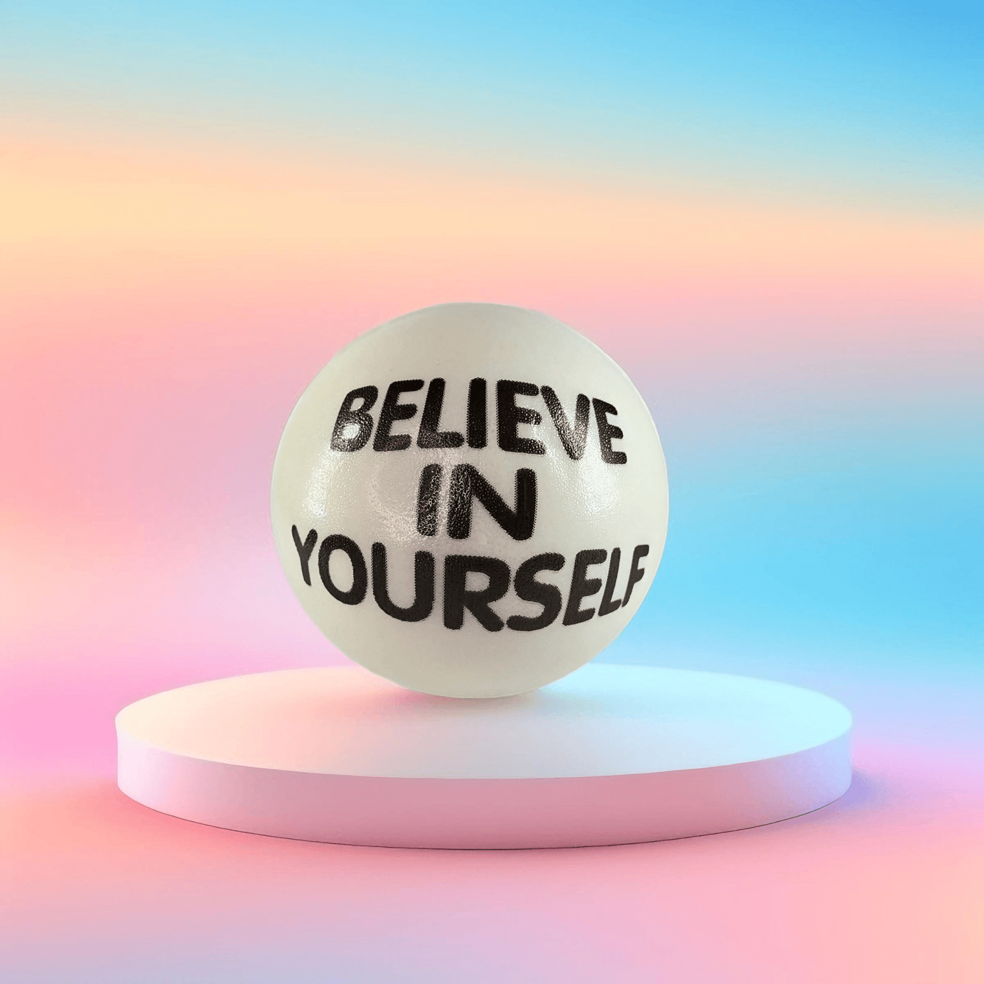 Slogan Stress Balls - Never Give Up/Believe in Yourself (White) - Semicolon Sentiments
