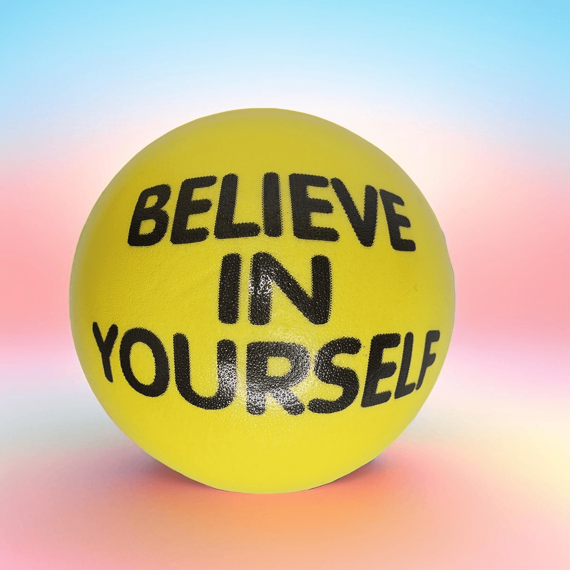 Slogan Stress Balls - Never Give Up/Believe in Yourself (Yellow) - Semicolon Sentiments