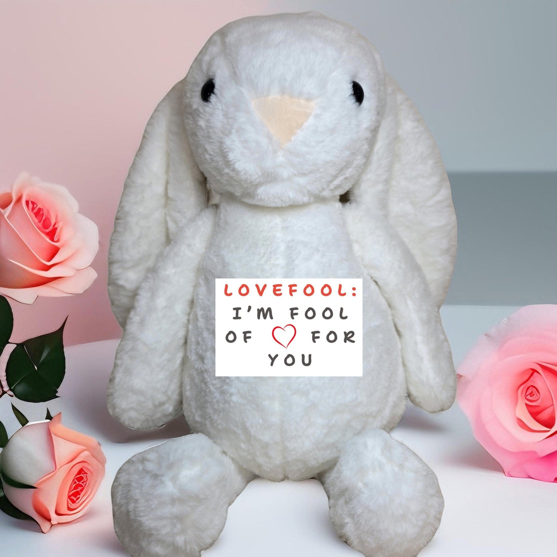 Valentine Bunny with Message - Semicolon Sentiments