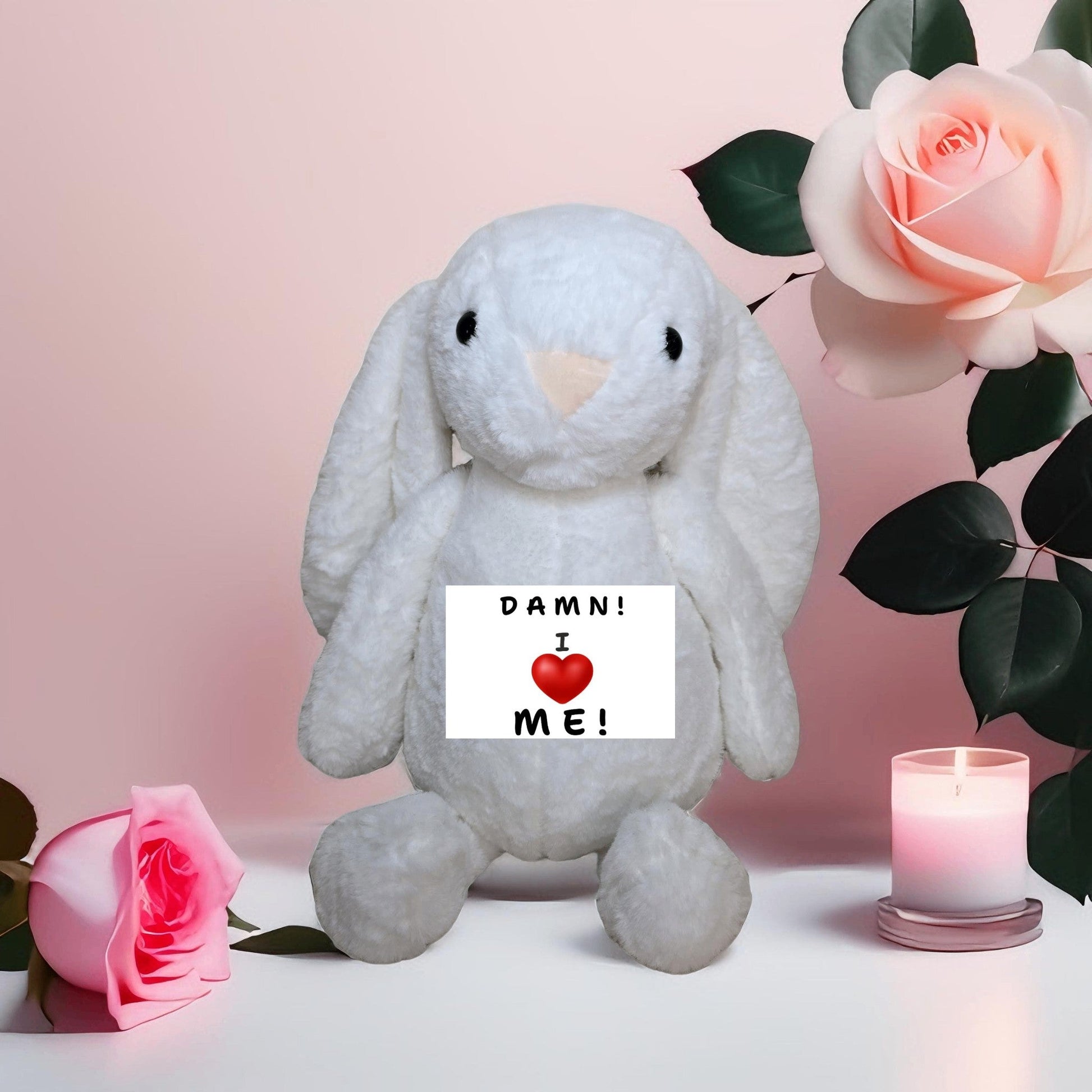 Valentine Bunny with Message - Semicolon Sentiments